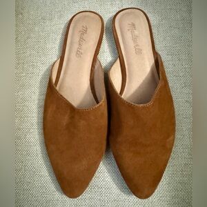 Madewell Remi Mule Flat Shoes Camel Suede Slip On Pointed Toe 7.5M